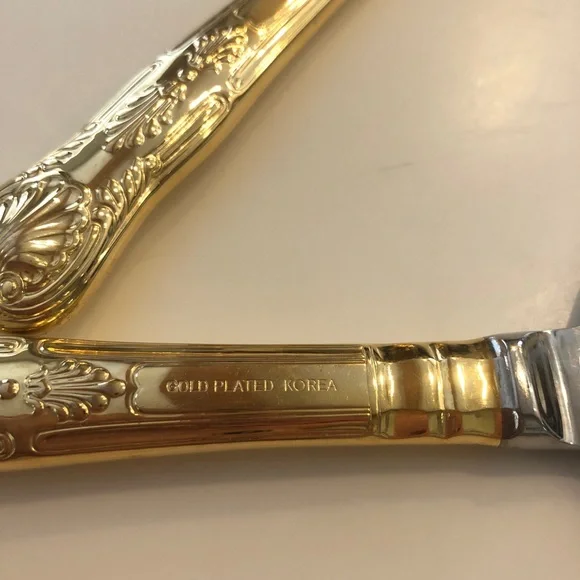 Wedding cake serving set! Beautiful stainless steel and gold plated! Lovely - Picture 5 of 7